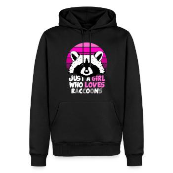 Juste une fille qui aime les ratons laveurs - Sweat à capuche Premium bio Homme - noir - Devant - Nico (187cm)