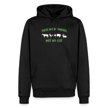 Dicton végétarien végétalien - Sweat à capuche Premium bio Homme - noir - Devant - Nico (187cm)