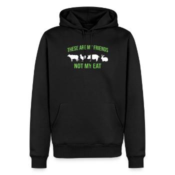 Dicton végétarien végétalien - Sweat à capuche Premium bio Homme - noir - Devant - Nico (187cm)