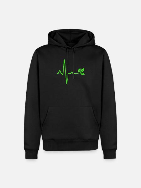 Veganer Vegetarier Herzschlag - Männer Premium Bio Hoodie - Schwarz