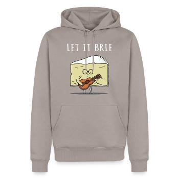 Let It Brie Cheese Musician with Guitar - Men’s Premium Organic Hoodie - taupe - Front - Nico (187cm)