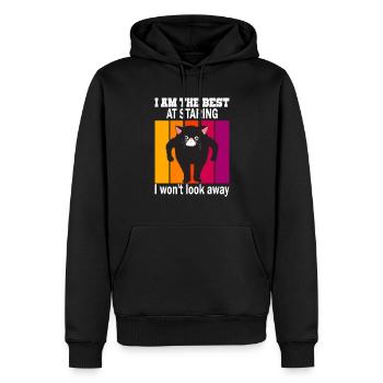 Starrende Katze - Katzen Starren - Männer Premium Bio Hoodie - Schwarz - Vorne - Nico (187cm)