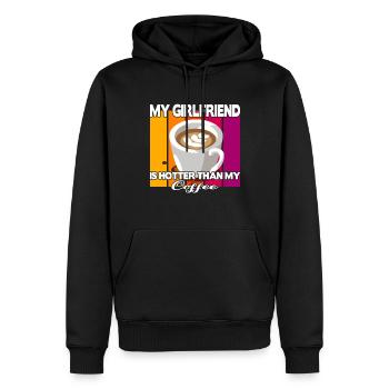 Ma petite amie est plus chaude que mon café - Sweat à capuche Premium bio Homme - noir - Devant - Nico (187cm)