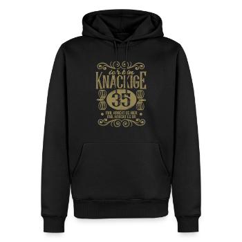 35. Geburtstag Sprüche Frauen ich bin Knackige 35 - Männer Premium Bio Hoodie - Schwarz - Vorne - Nico (187cm)