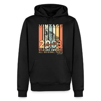 Tous originaux en août 2003 - Sweat à capuche Premium bio Homme - noir - Devant - Nico (187cm)