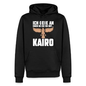 Ich gehe an einen besseren Ort Kairo - Männer Premium Bio Hoodie - Schwarz - Vorne - Nico (187cm)