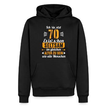 Seltsam im gleichen Alter wie alte 70. Geburtstag - Männer Premium Bio Hoodie - Schwarz - Vorne - Nico (187cm)