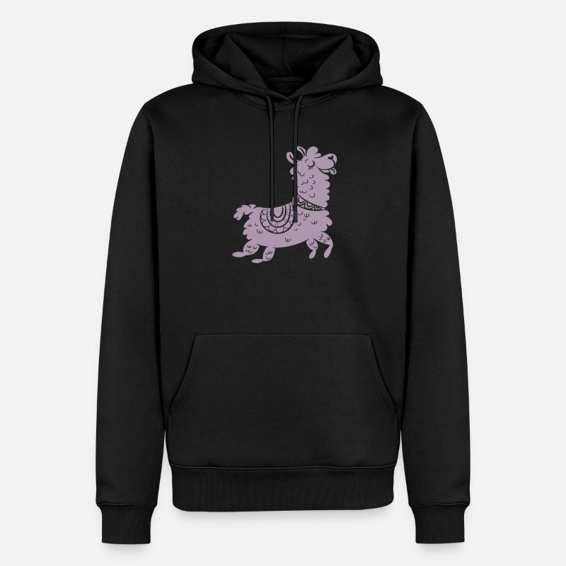 süßes Lama Alpaca - Männer Premium Bio Hoodie - Schwarz