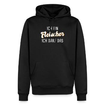 Fleischer - Männer Premium Bio Hoodie - Schwarz - Vorne - Nico (187cm)