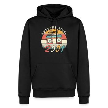 Année de naissance 2001 en août - Sweat à capuche Premium bio Homme - noir - Devant - Nico (187cm)