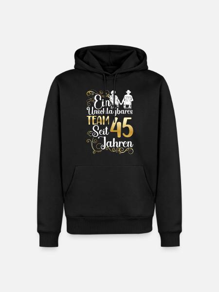 Messinhochzeit 45 Jahre Verheiratet Hochzeitstag - Männer Premium Bio Hoodie - Schwarz
