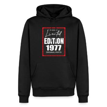 Édition limitée 1977 - Sweat à capuche Premium bio Homme - noir - Devant - Nico (187cm)