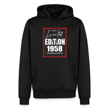 Limited Edition 1958 - Männer Premium Bio Hoodie - Schwarz - Vorne - Nico (187cm)