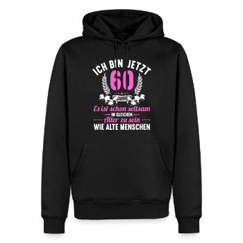 Seltsam im gleichen Alter wie alte 60. Geburtstag - Männer Premium Bio Hoodie - Schwarz - Vorne - Nico (187cm)