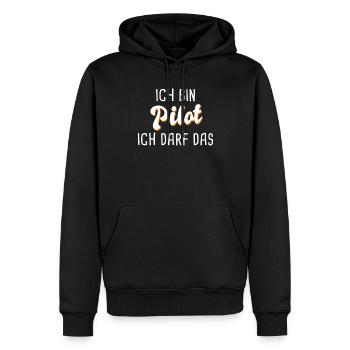 Pilot - Männer Premium Bio Hoodie - Schwarz - Vorne - Nico (187cm)