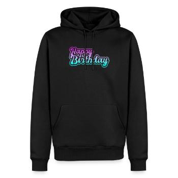 happy birthday - Männer Premium Bio Hoodie - Schwarz - Vorne - Nico (187cm)