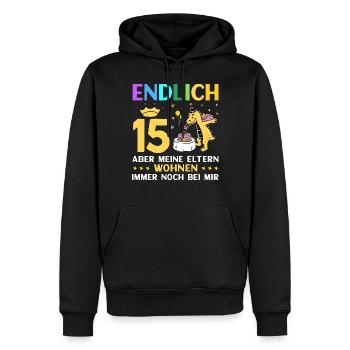 Endlich 15 Meine Eltern Wohnen Immer Noch Bei Mir - Männer Premium Bio Hoodie - Schwarz - Vorne - Nico (187cm)