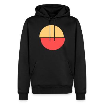 Halbe Kreise Rotes Und Gelbes Design - Männer Premium Bio Hoodie - Schwarz - Vorne - Nico (187cm)