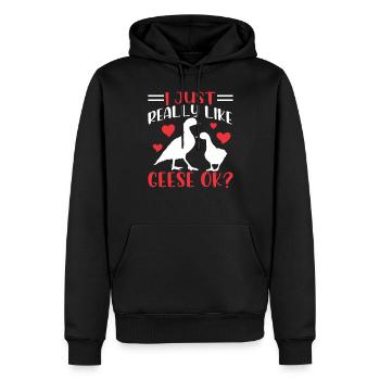 J’aime juste les oies Très bien? Oie animale - Sweat à capuche Premium bio Homme - noir - Devant - Nico (187cm)