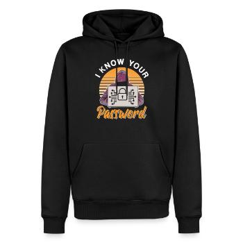 Je connais votre mot de passe Hacker Hack Cybersécurité - Sweat à capuche Premium bio Homme - noir - Devant - Nico (187cm)
