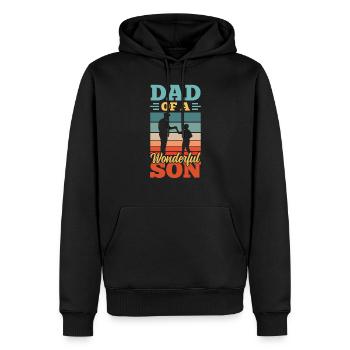 Père d’un merveilleux fils Papa Dictons - Sweat à capuche Premium bio Homme - noir - Devant - Nico (187cm)