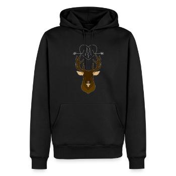 Battements de cœur avec le cœur et les bois de cerf Bois de cerf - Sweat à capuche Premium bio Homme - noir - Devant - Nico (187cm)