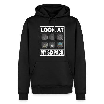 Pilot Look My Sixpack Airplane Aviation Flyer - Men’s Premium Organic Hoodie - black - Front - Nico (187cm)