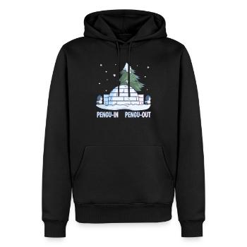 Pinguin Wortspiel Schnee Winter Pengu-In Pengu-Out - Männer Premium Bio Hoodie - Schwarz - Vorne - Nico (187cm)