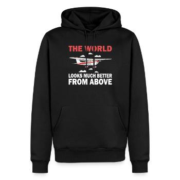 Pilot World Better From Above Flugzeug Luftfahrt - Männer Premium Bio Hoodie - Schwarz - Vorne - Nico (187cm)