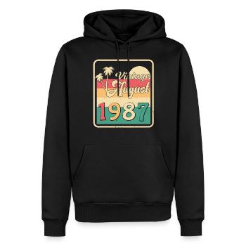 Salutations d’anniversaire pour août 1987 - Sweat à capuche Premium bio Homme - noir - Devant - Nico (187cm)