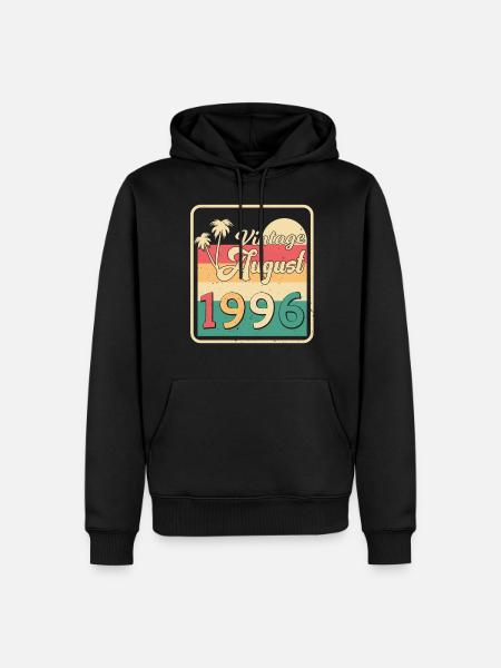 1996 Août Rétro - Sweat à capuche Premium bio Homme - noir