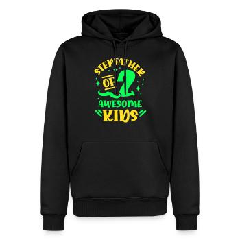 Beau-père de 2 grands enfants Beau-père - Sweat à capuche Premium bio Homme - noir - Devant - Nico (187cm)