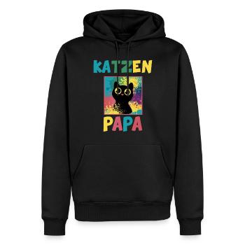 Katzen Papa Portrait Tiermotiv Geschenk - Männer Premium Bio Hoodie - Schwarz - Vorne - Nico (187cm)