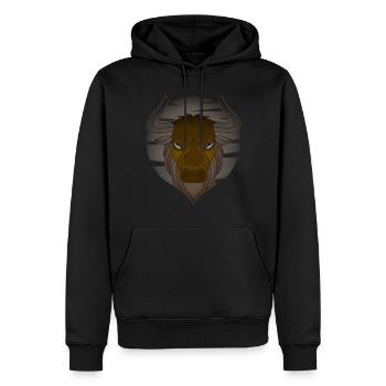 Landwirt Rind Tierkopf Motiv Aufdruck mit Stier - Männer Premium Bio Hoodie - Schwarz - Vorne - Nico (187cm)
