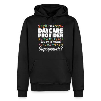 Fournisseur de services de garde d’enfants Enseignant - Sweat à capuche Premium bio Homme - noir - Devant - Nico (187cm)