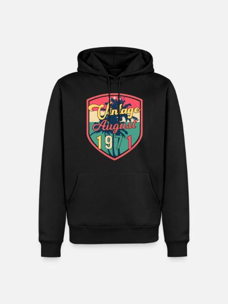 1971 August Retro - Männer Premium Bio Hoodie - Schwarz