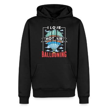 J’adore le vol en montgolfière - Sweat à capuche Premium bio Homme - noir - Devant - Nico (187cm)