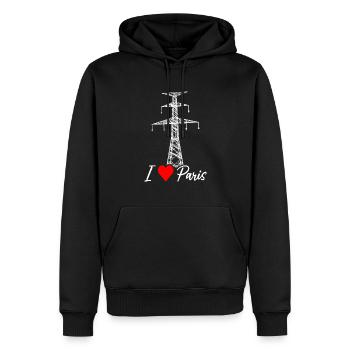 Paris Eiffelturm Strommast Elektriker Satire Liebe - Männer Premium Bio Hoodie - Schwarz - Vorne - Nico (187cm)