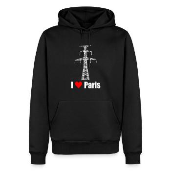 Paris Eiffelturm Strommast Elektriker Satire Liebe - Männer Premium Bio Hoodie - Schwarz - Vorne - Nico (187cm)
