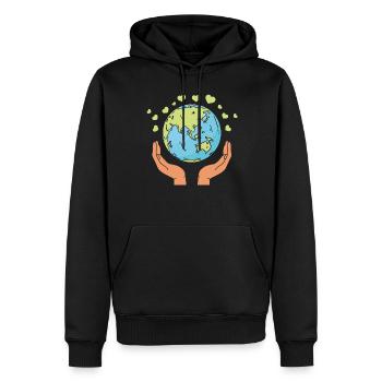 Rettet den Planeten, Klimawandel, Umwelt, Tag der - Männer Premium Bio Hoodie - Schwarz - Vorne - Nico (187cm)