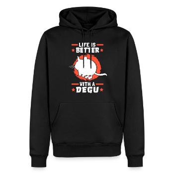 La vie est meilleure avec Degus Ordinary Degu - Sweat à capuche Premium bio Homme - noir - Devant - Nico (187cm)