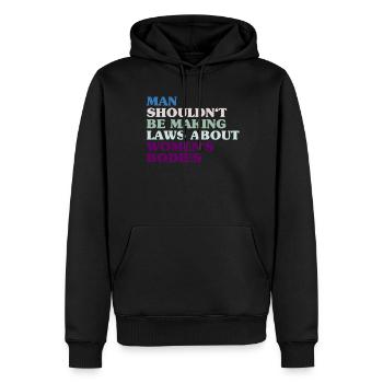 L’homme ne devrait pas faire de lois sur le corps des femmes - Sweat à capuche Premium bio Homme - noir - Devant - Nico (187cm)