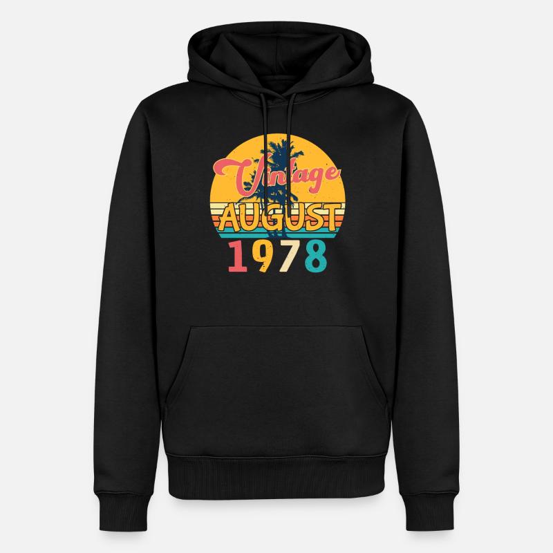 1978 Août Rétro - Sweat à capuche Premium bio Homme - noir