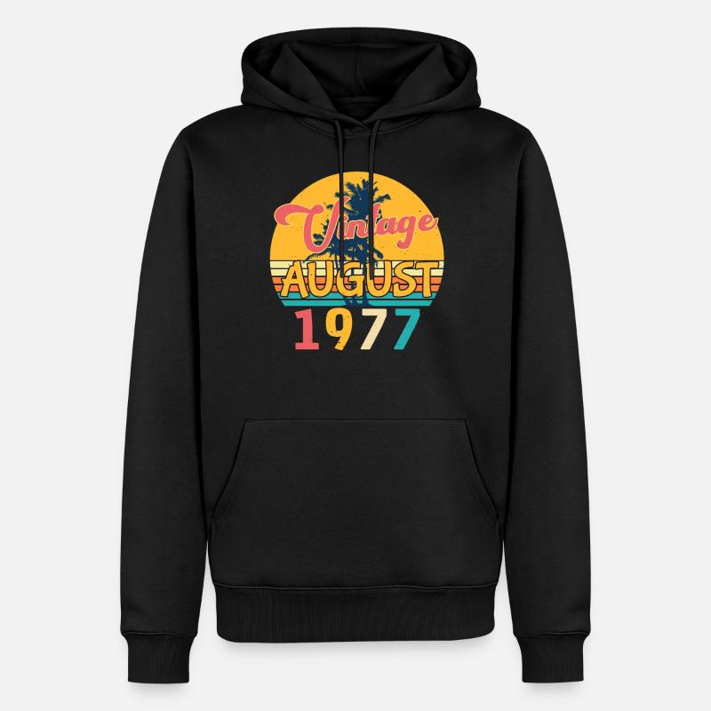 1977 Août Rétro - Sweat à capuche Premium bio Homme - noir