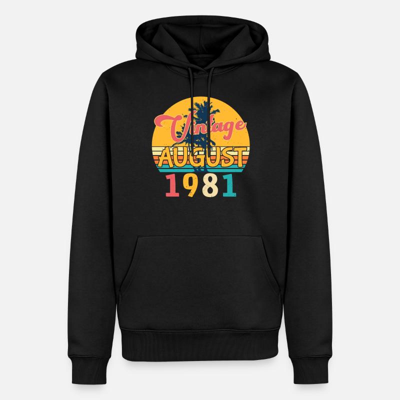 1981 August Retro - Männer Premium Bio Hoodie - Schwarz