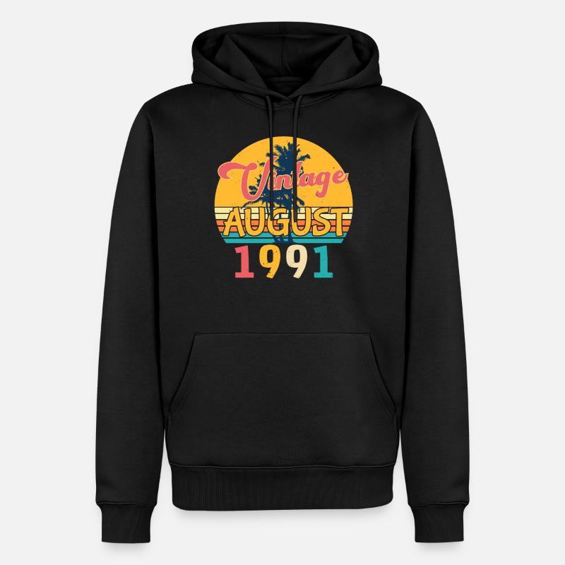 Idée cadeau août 1991 - Sweat à capuche Premium bio Homme - noir