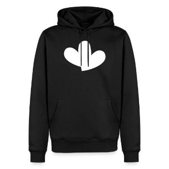 Double Cœur Blanc - Sweat à capuche Premium bio Homme - noir - Devant - Nico (187cm)
