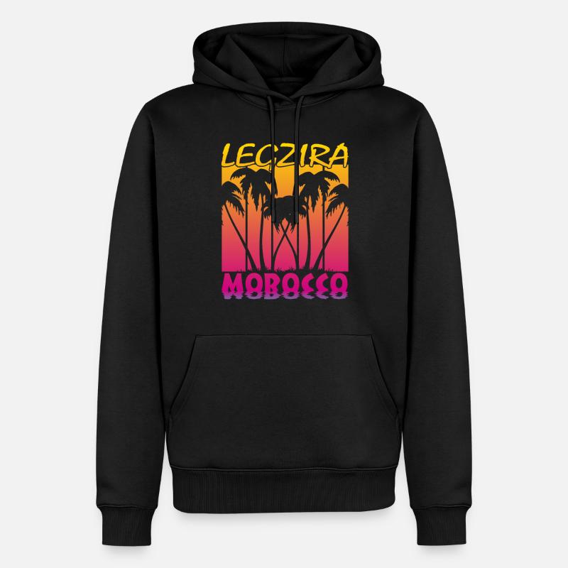 Legzira Maroc - Sweat à capuche Premium bio Homme - noir