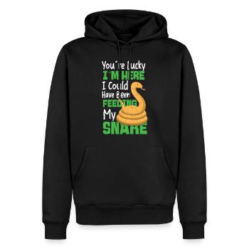 Snake Serpent You're Lucky I'm - Männer Premium Bio Hoodie - Schwarz - Vorne - Nico (187cm)