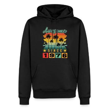 Awesome Since 1976 - Männer Premium Bio Hoodie - Schwarz - Vorne - Nico (187cm)